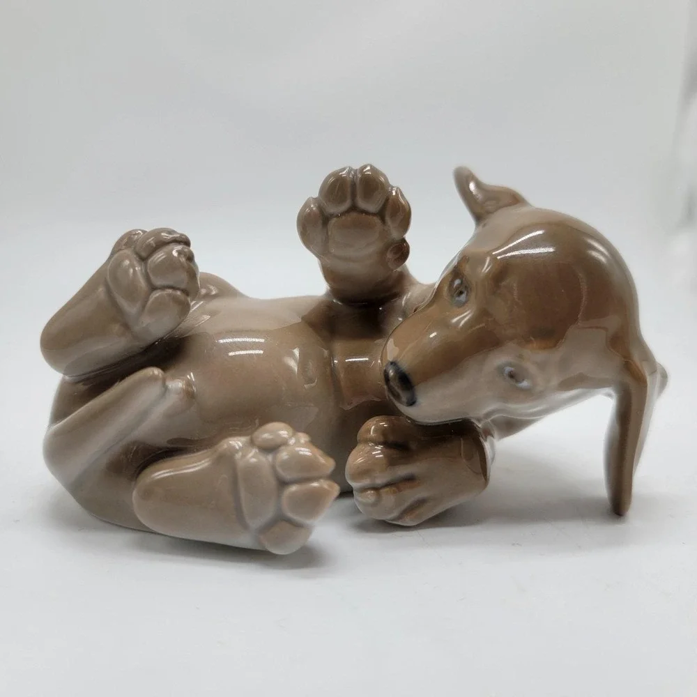 Royal Copenhagen 1407 / 1408 Dachshund Puppy Dogs Figurines Set Porcelain No Box